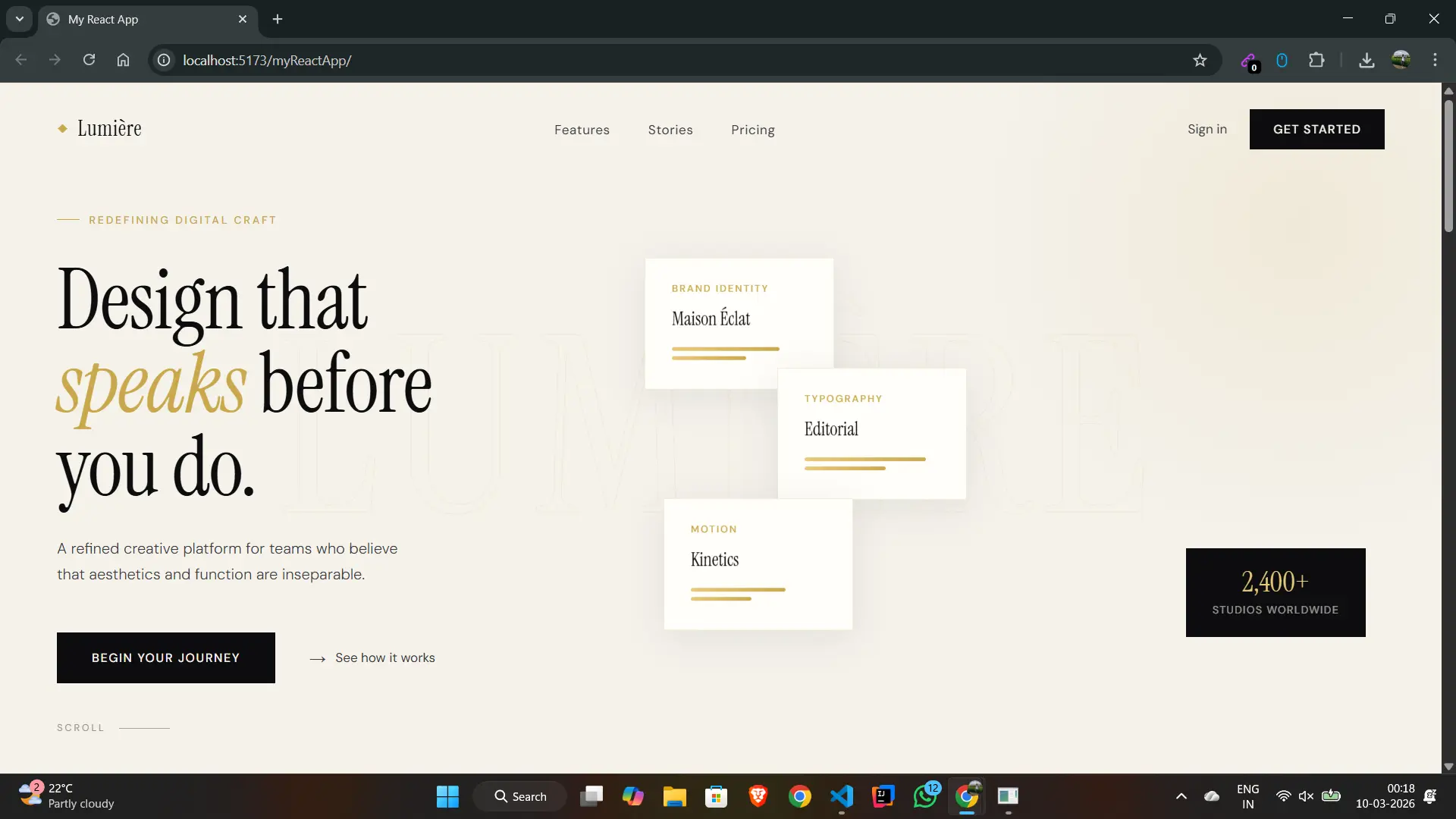 Lumière React Landing Page
